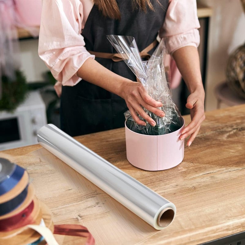 Giiffu Clear Cellophane Wrap Roll-Plastic Gift Wrapping Paper 148ft x 34 inches, Transparent Paper Wrap Roll 3 Mil Thick for Floral Bouquets, Flower Paper Wrapping for Hampers, Baskets, Treats, Arts & Crafts - Image 4